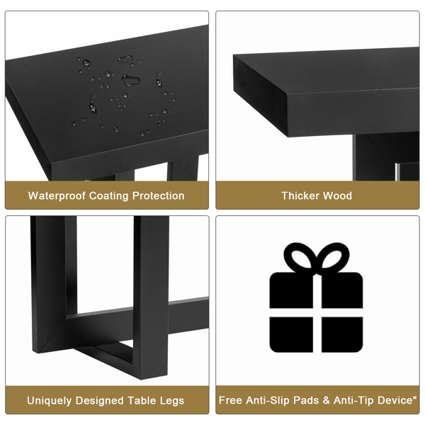 单层  玄关桌 黑色 门庭置物 方框造型 密度板+松木 150*40*80.5cm-7