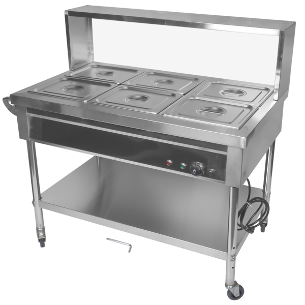 A3-6盘商用保温柜带挡板 6-Pan Commercial Food Warmer with Dividers, Professional Buffet Catering Food Warmer, Electric Steam Table, Stainless Steel-6