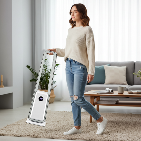 美规 HTY2204 无叶扇 110V 36W 35inch 无叶风扇 带LED电子屏 带黑边遥控器  塑料 铝电机 白色 3档风速 12H定时 3种模式 左右摆风 净化空气  梯形-16