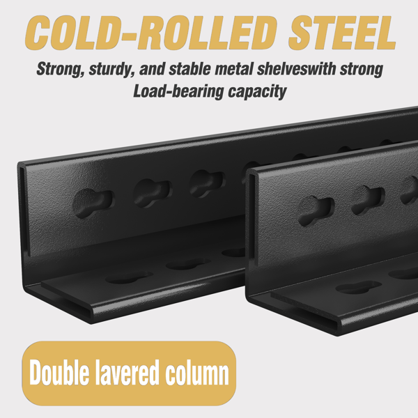 四层高度可调金属储物架，垂直收纳器，63 英寸高×45.27 英寸宽×17.7 英寸深，黑色，需组装-11