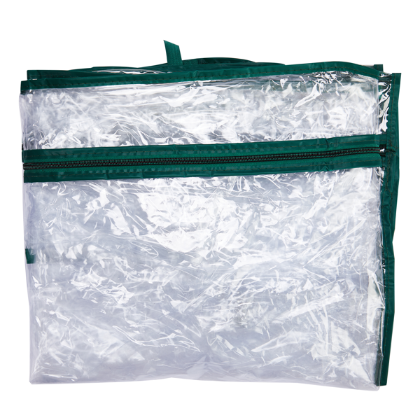 27*19*62in PE布花房 透明PVC 墨绿色铁管 尖顶迷你带4层网格花架 带拉链卷门-14