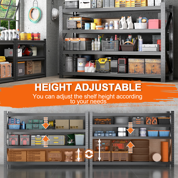 Temu 仅支持自提 重型车库货架单元70.1"H"71"W 24"D，4层钢制可调节金属储物架，3000磅工业货架，用于车库组织、地下室、仓库、车间、工具架-6
