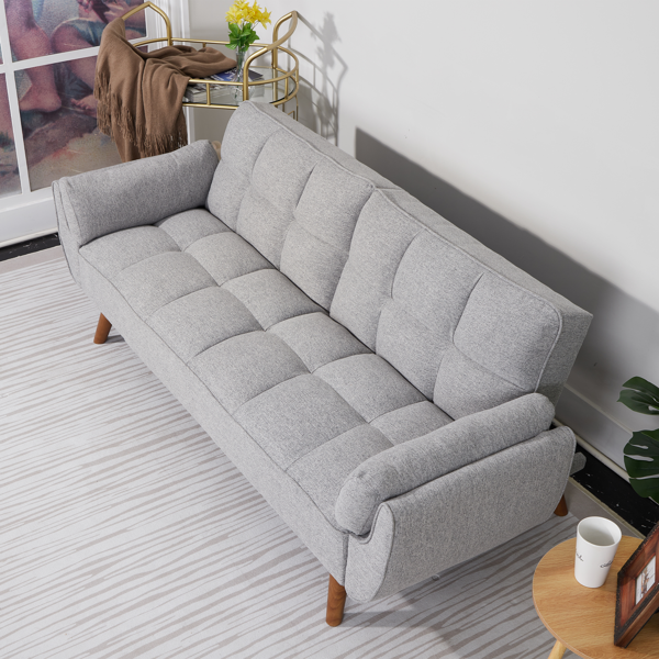 75英寸喇叭扶手可转换双人沙发床-浅灰色-12