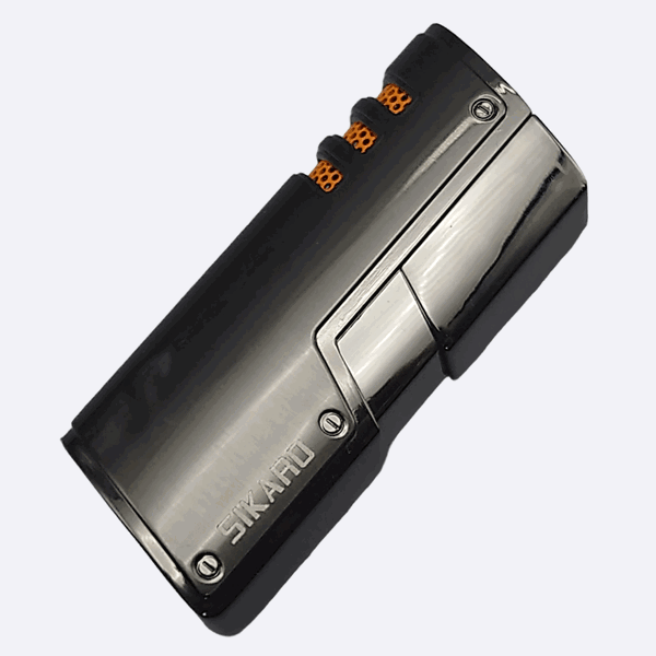 SIKARO®旋风* 三直冲专用高档雪茄打火机带雪茄打孔器黑镍枪黑雪茄香烟厨房户外可重复充气可调节火焰高度便携式-1