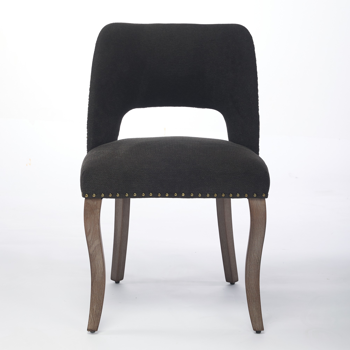 两把装木质餐椅，现代布艺软垫餐椅，厨房椅，乡村风格餐椅，黑色