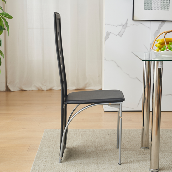 4pcs 长靠背方形镂空装饰 PU革 餐椅 圆管 黑色坐垫电镀椅腿 N201（替换编码13029118）-40