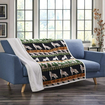 温暖舒适狼与鹰法兰绒盖毯（50\\"×60\\"）