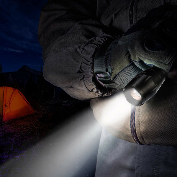 2套USB可充电LED手电筒可调焦户外5模式手电筒+电池+USB充电器套装-5