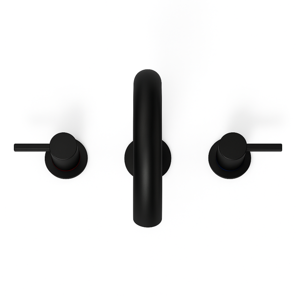 8英寸宽幅洗手盆龙头，双把手三孔设计，带360°旋转喷嘴和弹起式排水器，哑光黑[周末无法发货，TK/TEMU仅支持自提]-5