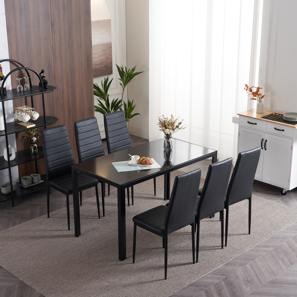 4pcs 高靠背横线缝纫装饰 PU革 餐椅 圆管 黑色 N201（替换编码：13028198-18410366）-59