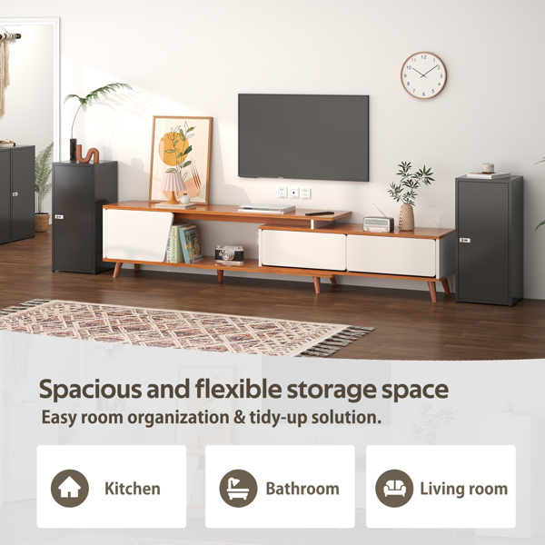 Temu 仅支持自提 34.6英寸高带锁金属储物柜，小型可上锁员工储物柜，带可调节层板及脚垫，钢制单门可上锁柜，适用于家庭、学校、办公室、健身房-6