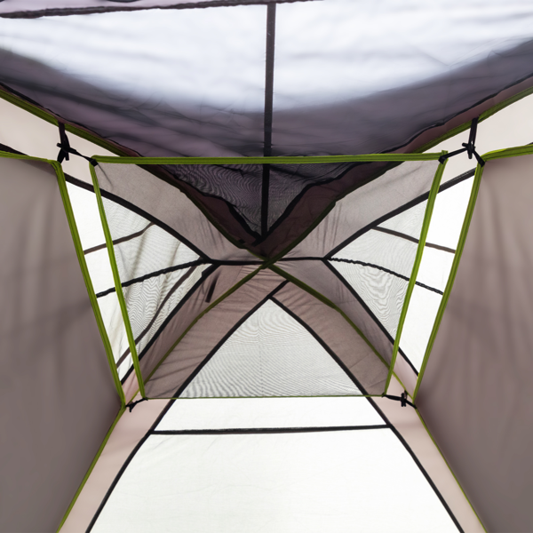 10人 深灰色 三室 露营帐篷 涤纶布 玻璃纤维杆 522*260*210cm 家庭帐篷 N001 -23
