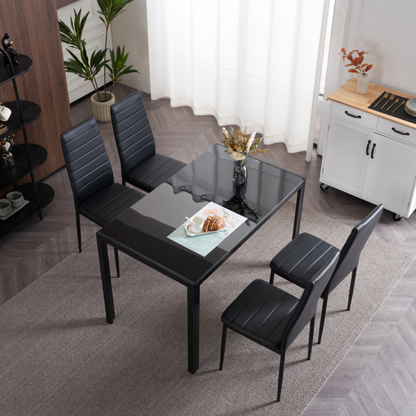 4pcs 高靠背横线缝纫装饰 PU革 餐椅 圆管 黑色 N201（替换编码：13028198-18410366）-45