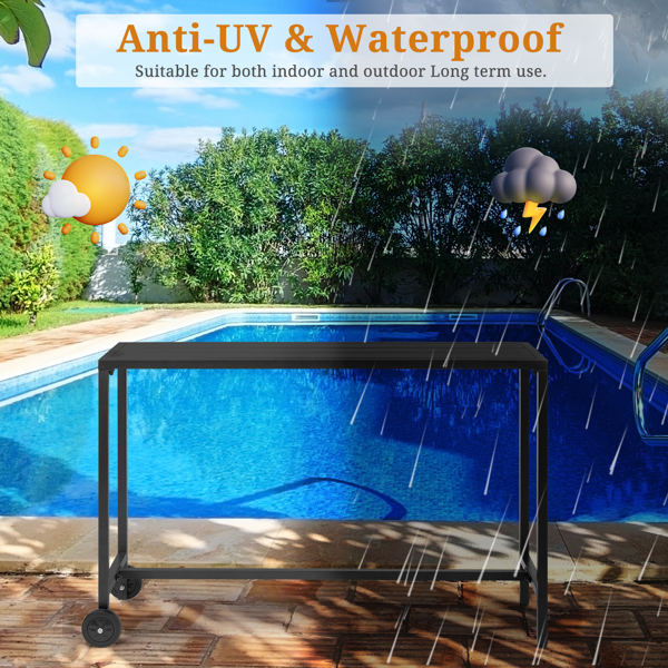 黑色 带轮 铁 55 inch 庭院吧桌-8