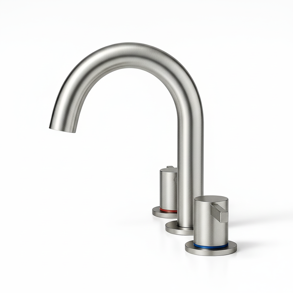 8英寸宽幅洗手盆龙头，双把手三孔设计，带360°旋转喷嘴和弹起式排水器，拉丝镍[周末无法发货，TK/TEMU仅支持自提]-7