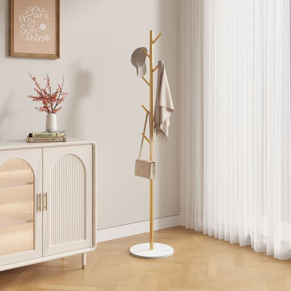 Clothing Rack, Golden Metal Freestanding Heavy Duty Clothes Rack with Marble Base, Multipurpose Garment Hanger for Bedroom, Hat, Scarf, Jacket,-4