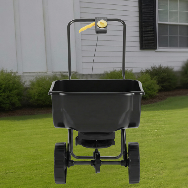 92.5*51*71.5CM 全黑色 70lb 塑料轮子 U形把手施肥车 调节15档位 花园推车-6