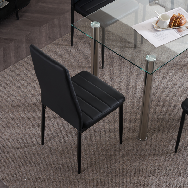 4pcs 高靠背横线缝纫装饰 PU革 餐椅 圆管 黑色 N201（替换编码：13028198-18410366）-73