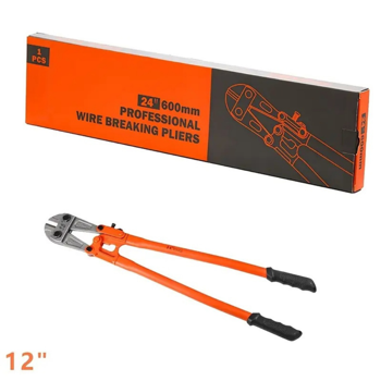 12 英寸重型迷你钢丝切割器，用于切割围栏、钢丝、细链条、螺丝和铆钉，配备软握橡胶人体工学手柄剪