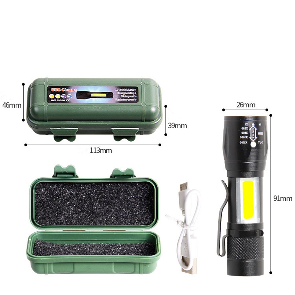 2 Pack USB Rechargeable Small LED Flashlights Camping Flashlight Work Light_voghion.com