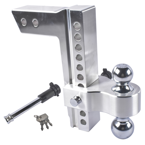 拖车挂接装置 Adjustable Trailer Hitch Fits for 2.5-Inch Receiver, 10-Inch Drop/Rise Hitch 18,500 LBS, 2" and 2-5/16" Dual Ball Silver-1
