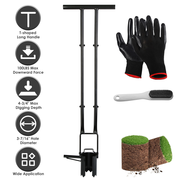 （自提可发加拿大，temu&tk下自提单）多功能球根种植工具，长柄5合1园艺挖土除草铲，适用于家庭花园草坪，长柄球根种植铲操作简便，多功能园艺工具，适用于种植、除草和挖土-13