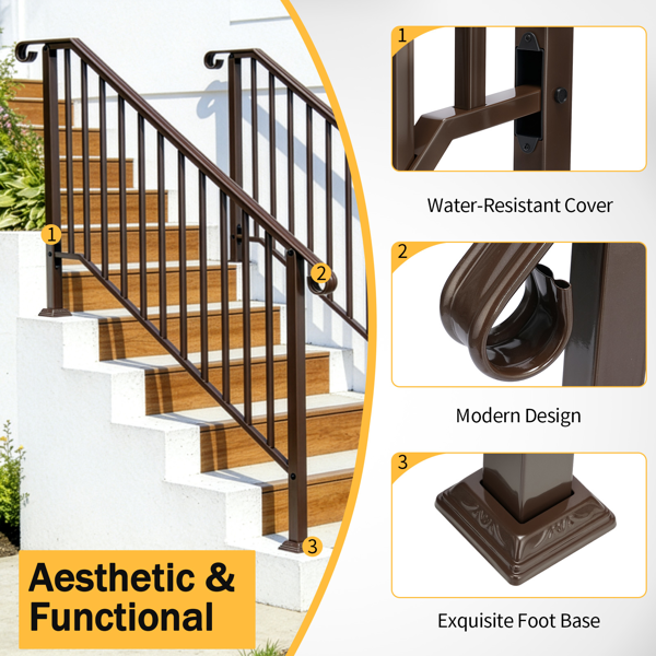 古铜色 4阶 庭院楼梯扶手-8