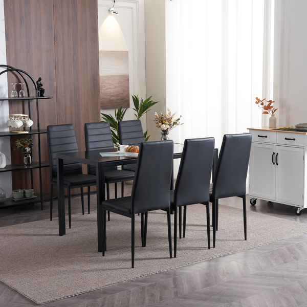 4pcs 高靠背横线缝纫装饰 PU革 餐椅 圆管 黑色 N201（替换编码：13028198-18410366）-90