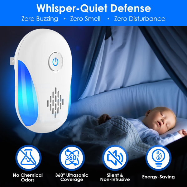 （自提可发加拿大，temu&tk下自提单）6件装超声波驱虫器，广覆盖双频驱虫，适用于家庭、公寓、酒店、办公室及厨房-6