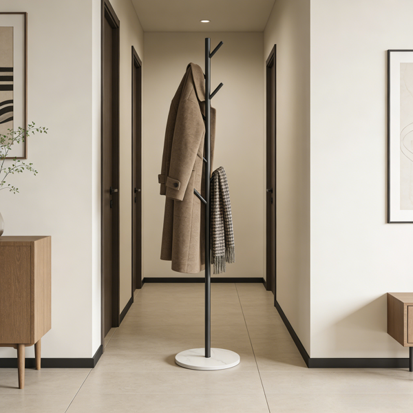 Clothing Rack, Golden Metal Freestanding Heavy Duty Clothes Rack with Marble Base, Multipurpose Garment Hanger for Bedroom, Hat, Scarf, Jacket,-8