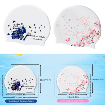 2件男女硅胶泳帽，高弹性舒适防滑男女泳帽，耐用防水长短发泳帽，保持头发干燥