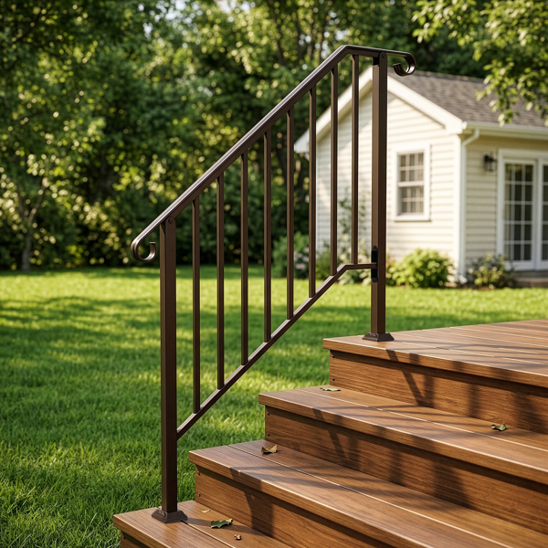 古铜色 3阶 庭院楼梯扶手-8