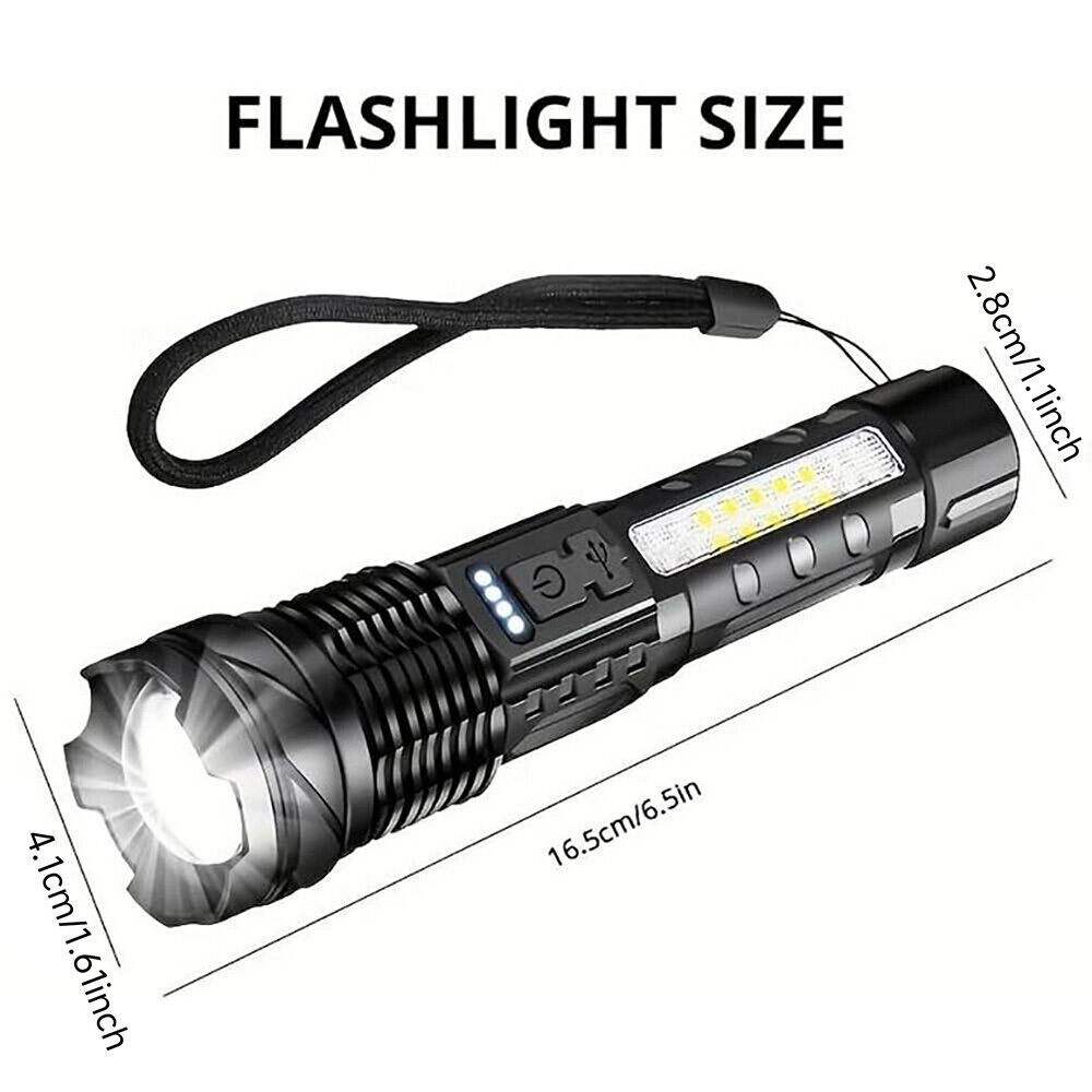 （2Pack）USB Rechargeable LED Flashlight Adjustable Focus Camping Hiking Outdoor Flashlight Work Light_voghion.com