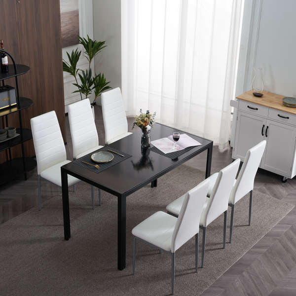 4pcs 高靠背横线缝纫装饰 PU革 餐椅 圆管 黑色 N201（替换编码：13028198-18410366）-150