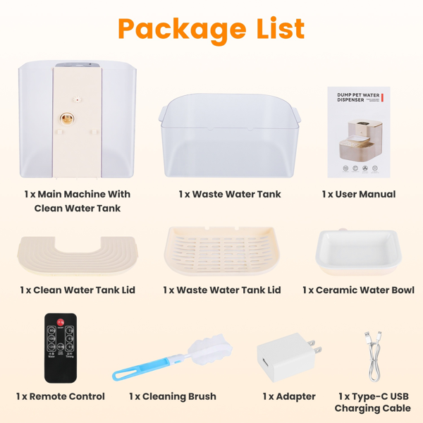 （自提可发加拿大，temu&tk下自提单）智能自动宠物饮水机，双水箱自动宠物饮水机，双水箱过滤，4.5升无线宠物饮水喷泉，带遥控器-10