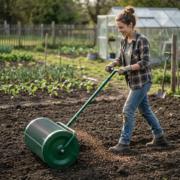 24in 绿色 双用把手（人力手推&挂ATV拖车）播撒器 铁 草坪滚筒-10
