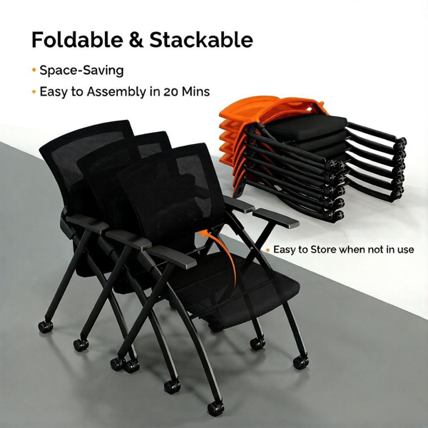 1PCS 整装堆叠 靠背不可调节 橙色 折叠椅 软包折叠椅 56*51*86cm PU 铁-7