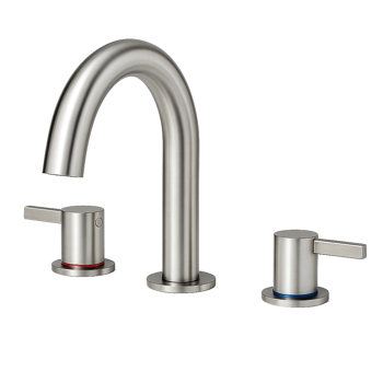 8英寸宽幅洗手盆龙头，双把手三孔设计，带360°旋转喷嘴和弹起式排水器，拉丝镍[周末无法发货，TK/TEMU仅支持自提]