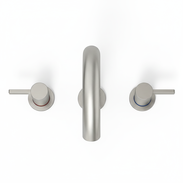 8英寸宽幅洗手盆龙头，双把手三孔设计，带360°旋转喷嘴和弹起式排水器，拉丝镍[周末无法发货，TK/TEMU仅支持自提]-4