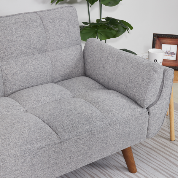 75英寸喇叭扶手可转换双人沙发床-浅灰色-6