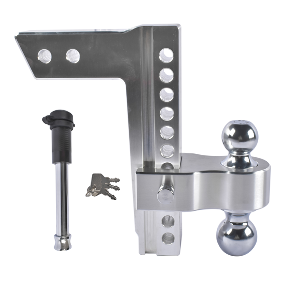 拖车挂接装置 Adjustable Trailer Hitch Fits for 2.5-Inch Receiver, 10-Inch Drop/Rise Hitch 18,500 LBS, 2" and 2-5/16" Dual Ball Silver-3