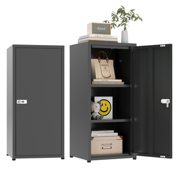 Temu 仅支持自提 34.6英寸高带锁金属储物柜，小型可上锁员工储物柜，带可调节层板及脚垫，钢制单门可上锁柜，适用于家庭、学校、办公室、健身房