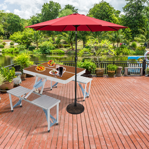 木纹色 铝合金 野营连体桌椅 桌椅连体 136*85.5*67cm 50kg-25