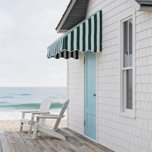 4' 绿白条 伸缩遮阳篷 涤纶布 铁支架 可调节-8