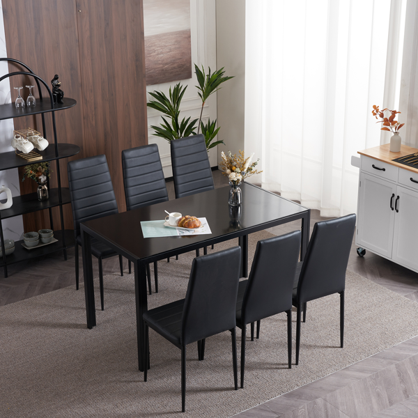 4pcs 高靠背横线缝纫装饰 PU革 餐椅 圆管 黑色 N201（替换编码：13028198-18410366）-68