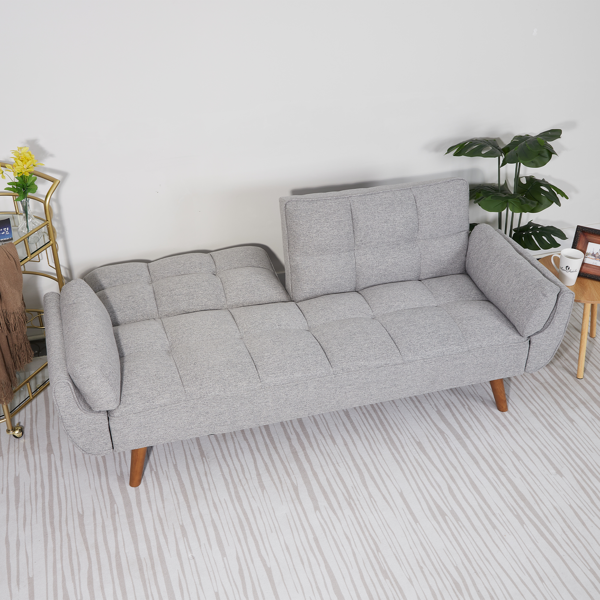 75英寸喇叭扶手可转换双人沙发床-浅灰色-3