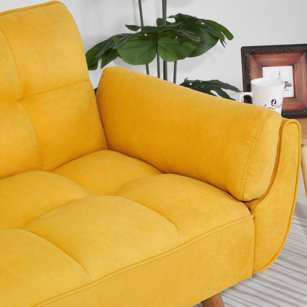 75英寸喇叭扶手可转换双人沙发床-黄色-5