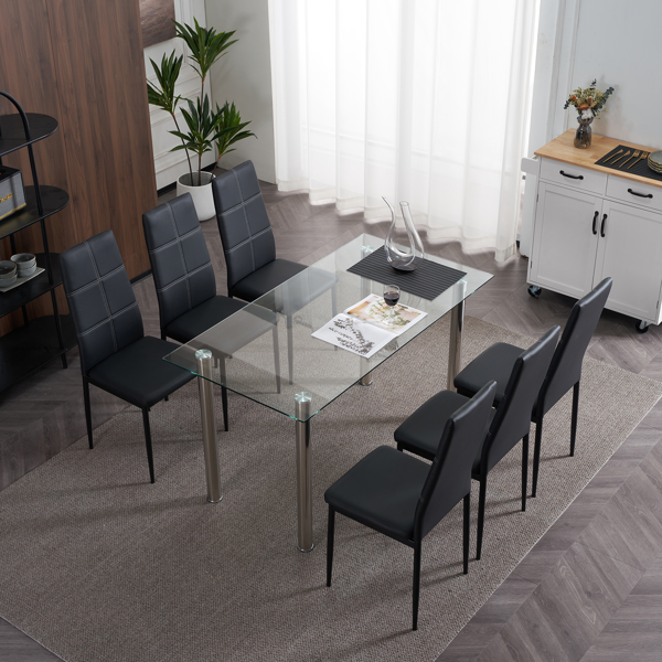 4pcs 高靠背横线缝纫装饰 PU革 餐椅 圆管 黑色 N201（替换编码：13028198-18410366）-85