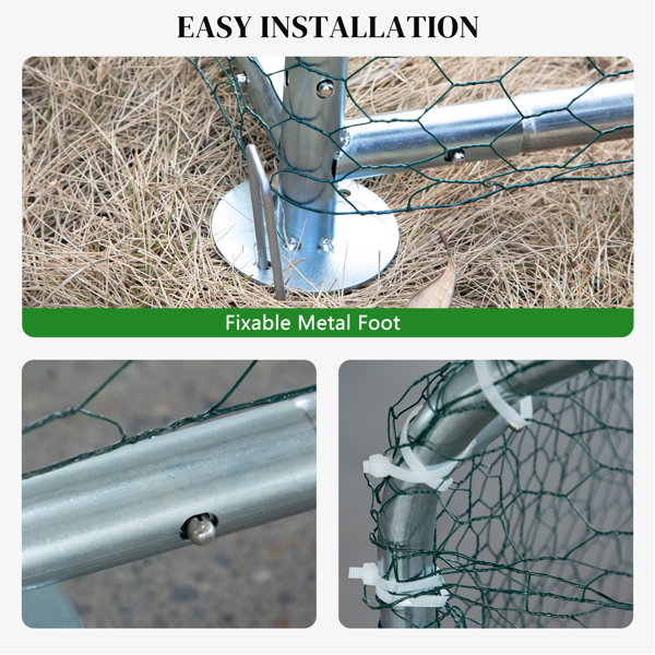 6*3*2m/19.7x9.8x6.5 ft  尖顶鸡舍 180gPE雨布 金属 铁鸡兔笼-10