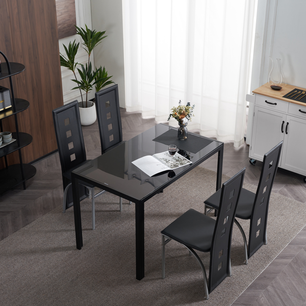 4pcs 高靠背横线缝纫装饰 PU革 餐椅 圆管 黑色 N201（替换编码：13028198-18410366）-155